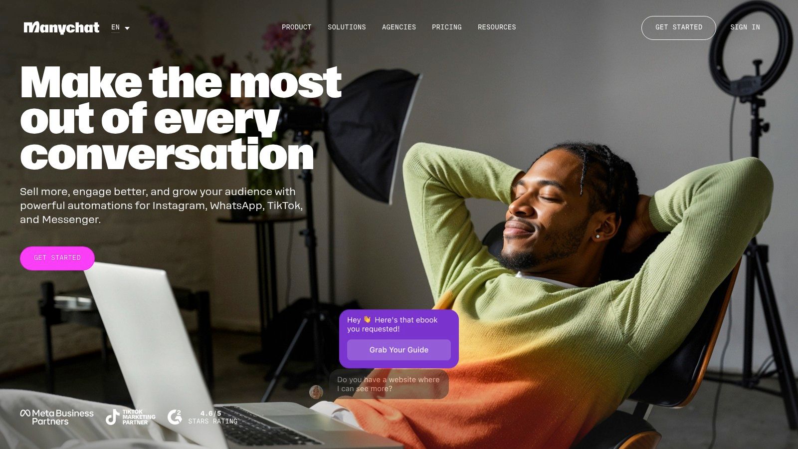 ManyChat's visual flow builder for Instagram chat bots