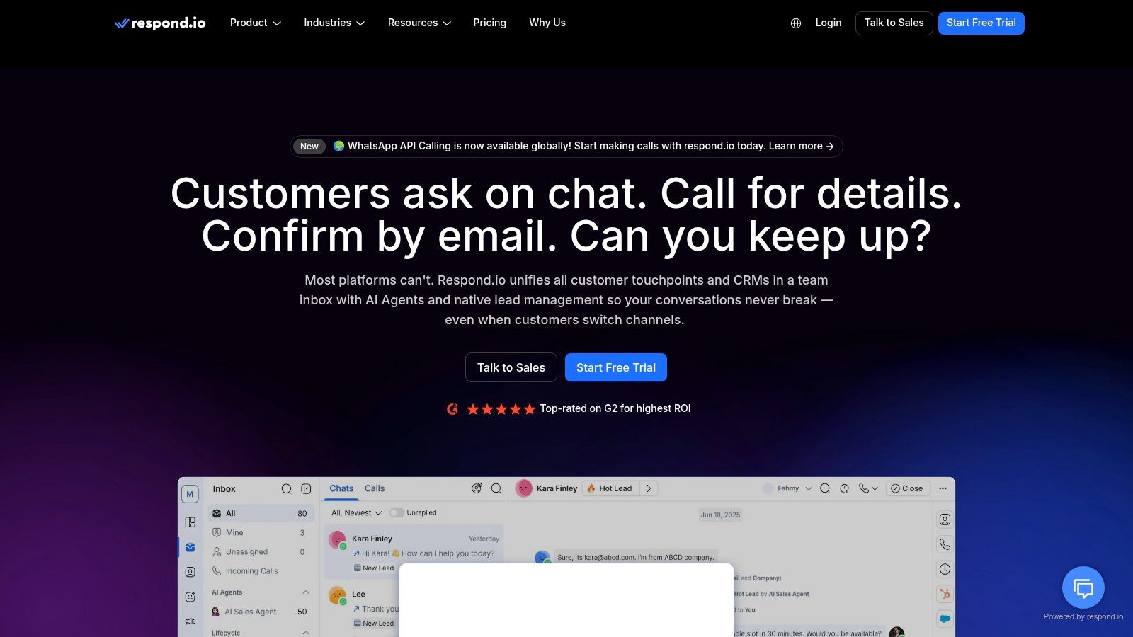 respond.io's unified inbox for Instagram chat bots